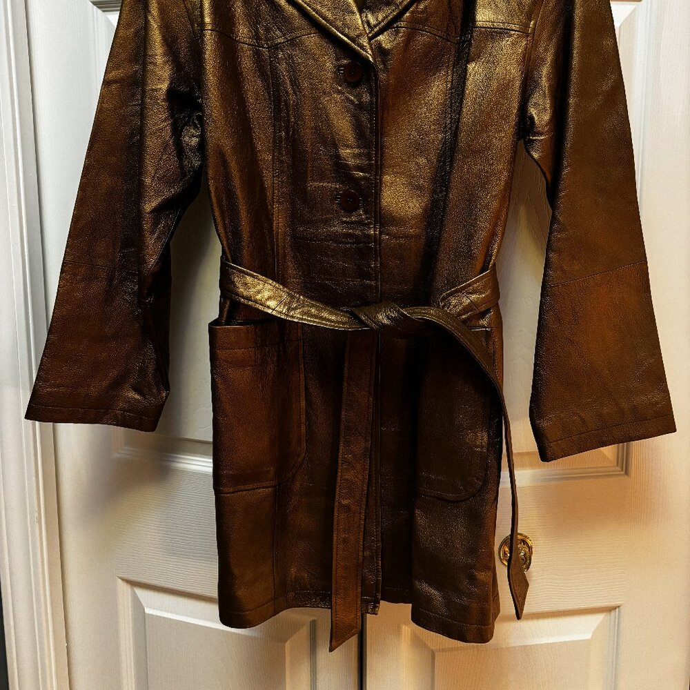 Newport News Genuine Leather Belted Coat – Women’s - Picture 2 of 5